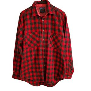 Vintage Terramar Grass Roots Buffalo Plaid Wool Blend Button Up Mens‎ Size M